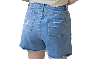 2024 vente en gros de haute qualité femmes Denim Jean Shorts taille moyenne décontracté Streetwear Style lavé Techniques - Product Image 3