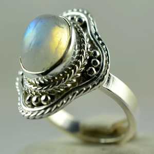 925 Sterling Silver Rainbow Moonstone <b>Statement</b> <b>Ring</b> Handmade Boho June Birthstone Jewelry Perfect Gift for Her One Size - Product Image 5