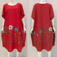 Vestido de verano corto y cómodo para todos los días Material fresco ligero con cierre de cintura elástica Hasta la rodilla Precio económico