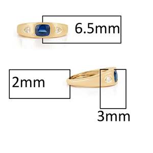 <b>Dainty</b> Rhodium Plated Blue Sapphire Diamond Signet <b>Ring</b> for Wedding - Product Image 5
