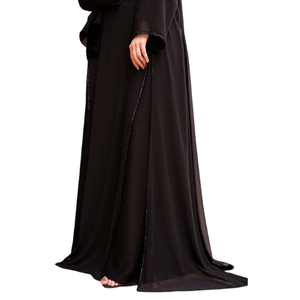 ABAYA EMBELLECIDO DE PIEDRA NEGRA HERMOSA MUJER MODESTA ROPA ISLÁMICA ELEGANTE LAS MUJERES TRADICIONALES LLEVAN NUEVOS DISEÑOS Tallas grandes Seda - Product Image 2