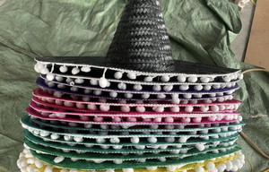 Wholesale Export Mexican Sombrero Big Brim for All Ages <b>Straw</b> <b>Hats</b> Festival Cosplay Colorful Customized Logo Strap from Vietnam - Product Image 3