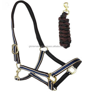 Licou en nylon de luxe en matériau doux et respirant avec couronne réglable et muserolle Quincaillerie décorative en laiton plaqué or - Product Image 4