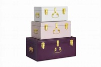 Ensemble de trois boîtes en métal doré mat Décoration de la maison Coffre de rangement pour cuisine Salle de bain Armoire-Chaussures et outils Organisation