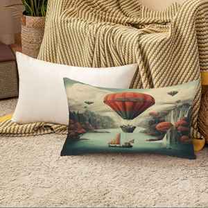 Coussin imprimé avec scène forestière en bordure de rivière - Coussin d'intérieur moderne, 36"x36" - 90x90 cm - Product Image 3