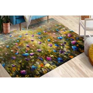 Tapis Champêtre aux Fleurs Sauvages : Paysage Naturel Moderne, Tapis Antidérapant, Tapis Doux Non Tissé - Product Image 5