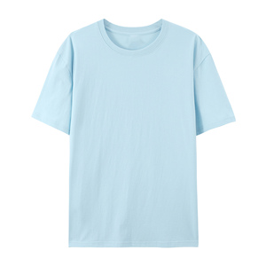 Oem logo personnalisé conception t-shirt pur coton pour hommes et femmes col rond ample manches courtes couleur unie col rond - Product Image 6