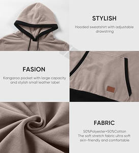 Ondra เสื้อสเวตเตอร์ลำลองมีฮู้ดของผู้ชาย, เสื้อแฟชั่นแขนยาวผ้าฟลีซแบบสวมหัวมีกระเป๋า - Product Image 6