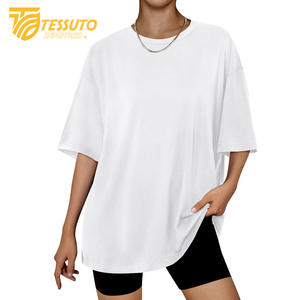 T-shirt oversize de base de logo d'impression personnalisé lourd de haute qualité T-shirt grande taille à la mode pour femmes 100% coton - Product Image 1