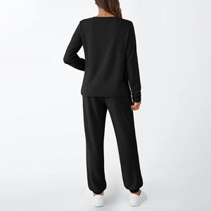 Nouveautés de haute qualité 100% coton éponge français personnaliser femmes pulls ras du cou ensembles de joggeurs ensemble de survêtement deux pièces - Product Image 4