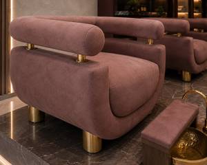 Ensemble de mobilier de salon moderne de luxe, directement de l'usine, personnalisable, chaises de salon de coiffure, chaises de spa beauté, chaises de pédicure, revêtement en tissu - Product Image 4