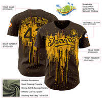 Nouveau maillot de baseball d'art d'éclaboussures de gouttes 3D marron et or-uniforme de sport authentique et personnalisé pour hommes, femmes"