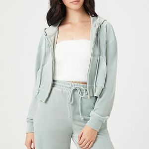 Sudaderas con Capucha Cortas para Mujer, Tallas Grandes, Tejidas, 100% Algodón, Transpirables, Personalizables, Venta al Por Mayor - Product Image 1