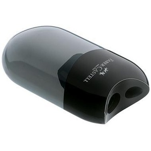 Sacapuntas Doble Faber-Castell 8/11mm Ovalado de Plástico, Contenedor de Plástico Negro, Producto Duradero y Práctico - Product Image 1