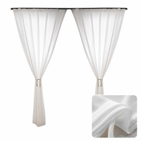 Voilage froissé en polyester blanc, filtrant la lumière et réduisant le bruit, avec cordon de suspension, pour salon et balcon