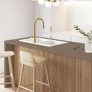 OEM đánh bóng chất lượng cao màu sắc tinh khiết phong cách thạch anh tấm Nâu đá thạch anh bàn cho Vanity Tops nhà bếp đảo tủ - Product Image 1