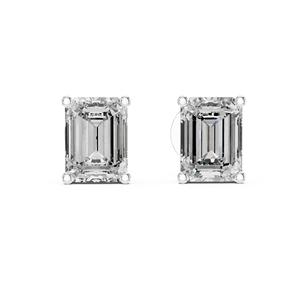 14K White Gold PureCarat <b>Emerald</b> Lab-Grown Diamond <b>Stud</b> Earrings | Anniiversary Gift | new Grown Diamond - Product Image 1