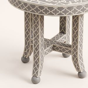Elegante Mesita de Noche Ecológica con Incrustaciones de Hueso, Diseño Artístico Tradicional y Estructura de Madera Premium, Muebles de Dormitorio con Estilo - Product Image 4