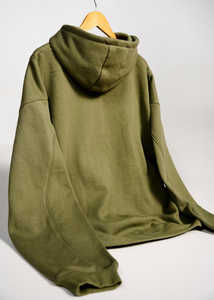 Sweat à capuche pour femme en gros personnalisé, hiver, lourd, tendance, olive, avec bande réfléchissante, poche kangourou - Product Image 2