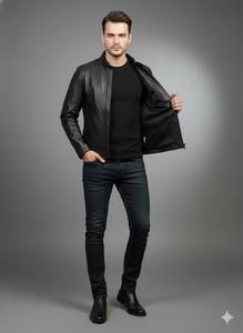 Chaqueta de cuero, chaqueta con capucha, chaqueta bomber, chaqueta corta, chaqueta de cuero de invierno, chaqueta para hombre, chaqueta de talla grande, chaqueta de talla grande - Product Image 6