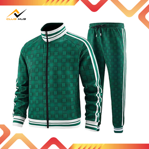 Chándales de manga larga con cremallera completa para hombre, chándal a cuadros, chándal deportivo para hombre con diseño de logotipo personalizado, maternidad de secado rápido - Product Image 2