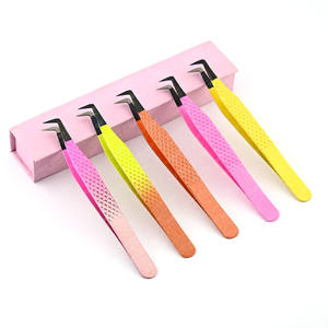 Pince à épiler à pointe en fibre de marque privée pince à épiler d'extension de faux cils durable à 90 degrés pince à épiler d'extension de cils de volume russe - Product Image 4