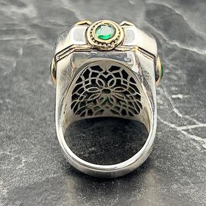 Large Square <b>Silver</b> Malachite Gemstone <b>Ring</b> for <b>Men</b> Unique Sterling <b>Silver</b> Jewelry Gift for Him on Fathers Day - Product Image 6