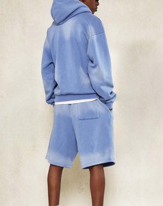 Cotton Embroidery Winter Fleece Pattern Casual High Street Acid Wash Rhinestones <b>Shorts</b> Sets With Logo Drawstring Sweat <b>Shorts</b> - Product Image 6