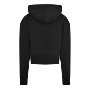 Sudadera con capucha recortada para mujer Sudadera de manga larga con capucha Cordón Ropa de calle cómoda Bolsillo de moda Elegante Negro - Product Image 2