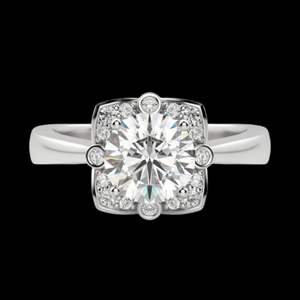 แหวนหมั้นเพชรโมอิสทรงกลมกรอบเจ้าหญิงสำหรับ RIH1055สีโรสโกลด์14K - Product Image 6