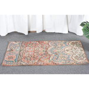 พรมขนสัตว์เย็บปะติดปะต่อกันแนววินเทจ2.9ft x 1.5 x พรมสานแบบตุรกีพรมสีแดงสีน้ำเงินสำหรับตกแต่งห้องนั่งเล่น - Product Image 3