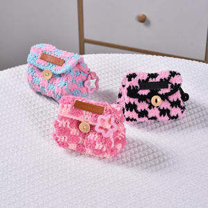 Crochet Checkerboard Plaid Rectangular Coin <b>Purse</b> Earphone Cover Dopamine-inspired Universal Storage Bag Gift - Product Image 4