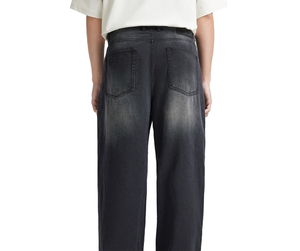 Alta calidad de algodón Vintage Denim Straight Fit Casual hombres pantalones al por mayor lavado azul Jeans cintura media de punto personalizable - Product Image 5