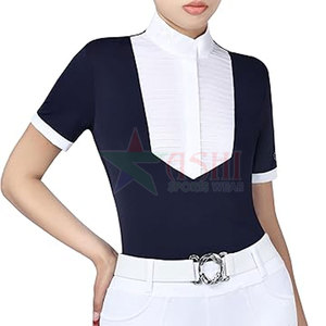 Camisa de Equitación Profesional para Mujer, Manga Corta, Impermeable, Resistente al Viento, Material de Spandex/Poliéster, para Competencia - Product Image 1