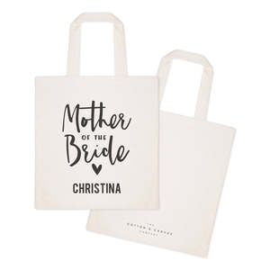 Personalized Open-Closure Cotton Canvas Tote Bag Solid Color with Mother of the Bride Wedding Theme - Product Image 2