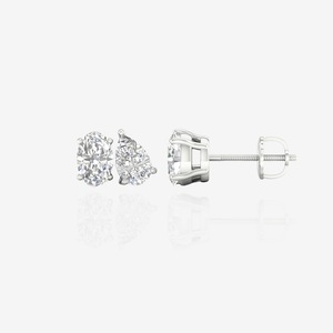Boucles d'oreilles en or 14 carats avec diamants en moissanite de forme ovale et en forme de poire, bijoux élégants et luxueux - Product Image 5