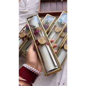 Handmade Glass Scroll Invitation <b>Box</b> for Luxury Weddings - Gold Trim Glass Terrarium Gift <b>Box</b> Romantic Anniversary Scroll Case - Product Image 2