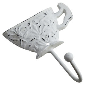 Ganchos de Pared de Hierro Fundido Blanco Antiguo con Acabado Pintado para Decoración de Paredes, para Colgar Ropa, Abrigos, Sombreros, Llaves, Diseño de Gancho - Product Image 1