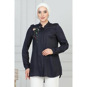 Tunique d'été décontractée en satin tissé avec un design patchwork, en viscose/polyester et détails élégants - Product Image 2