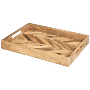 Plateau de service décoratif en bois de manguier de haute qualité avec poignées Vente en gros en vrac faite à la main durable pour hôtels et cafés - Product Image 1