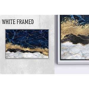 Toile murale élégante imprimée en marbre bleu marine et doré, 1P Whiteframedcanvas - Product Image 1