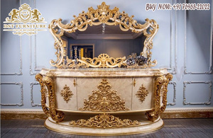 Juego de mesa con consola y muebles tallados en plata, mesa de lujo con diseño indio para comedor - Product Image 5