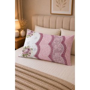 Taie d'oreiller à motifs rose poudré, technique de tissage - Product Image 1