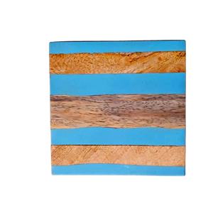Hot Selling <b>Wooden</b> Marble Resin Customized Coaster Set with Natural & Customized Color Made in India - Product Image 1