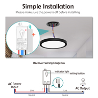 Commutateur de plafonnier à distance 433mhz commutateurs RF relais 10A 1000W LED 80-275V Kit de commutateur de lumière sans fil étanche