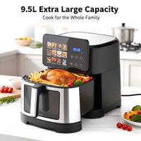 Freidora de Aire Profesional de Gran Capacidad de 9.5L, Pantalla Táctil Digital, Doble Calentamiento, Freidora de Aire sin Aceite, Horno Freidora de Aire Inteligente