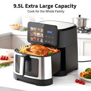 Friteuse à <span class=keywords><strong>air</strong></span> professionnelle <span class=keywords><strong>de</strong></span> grande capacité 9,5 L, écran tactile numérique, double chauffage, sans huile, four intelligent - Product Image 3