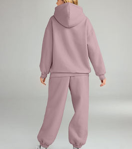 Chándal de ropa deportiva informal de Invierno para mujer, sudadera de dos piezas, conjuntos de sudadera holgada y pantalones ajustados - Product Image 3