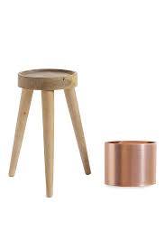 Maceta moderna de metal dorado con patas de madera, mesa de suelo, soporte decorativo para plantas, pantalla - Product Image 2