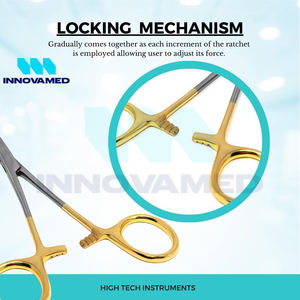Instruments chirurgicaux manuels réutilisables avec support en ligne Acier inoxydable pour polyvalent avec poignée de couleur dorée - Product Image 4
